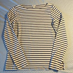 J. Crew black and cream stripe long sleeve top